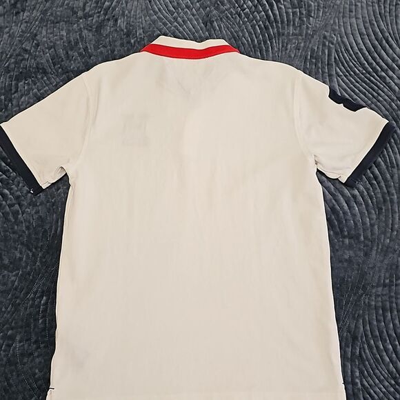 TOMMY HILFIGER Big Boys Striped Collar Embroidered White Polo, Size L (16/18) - Picture 6 of 6